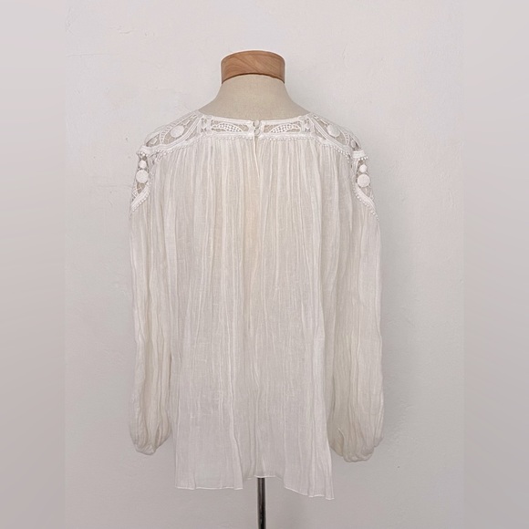 NWT CHLOE BOHO CROCHET MILK WHITE GUIPURE LACE EMBROIDERY BLOUSE SHIRT TOP 36 - Picture 4 of 15
